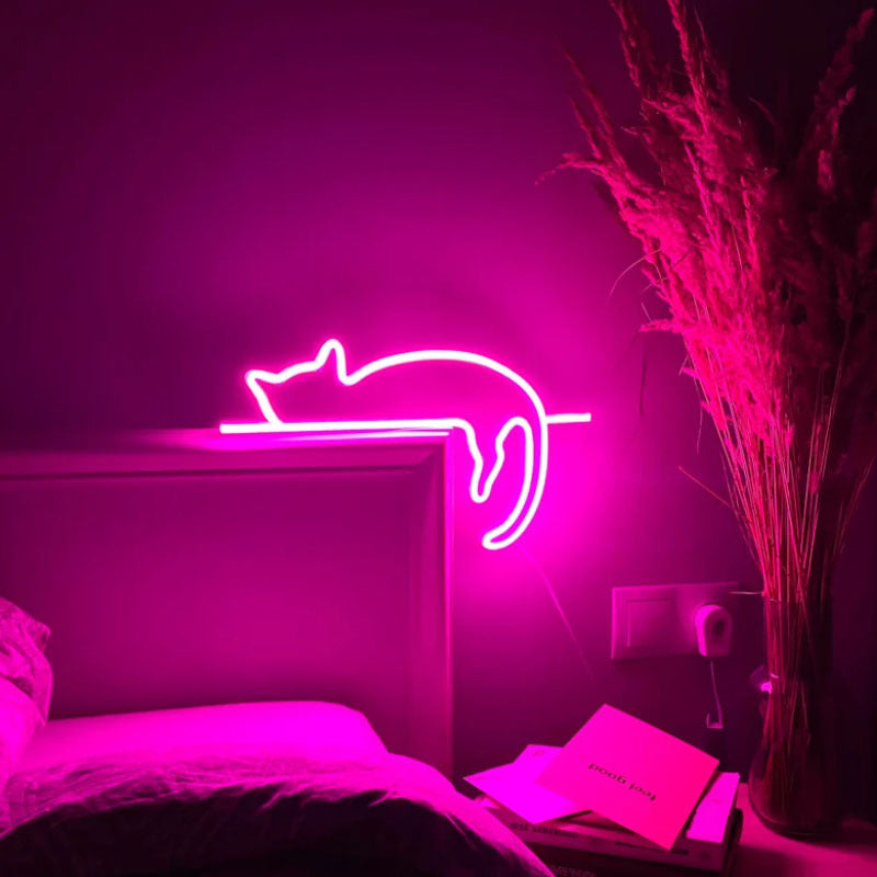 Neon Light-Emitting Cat